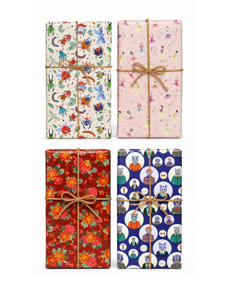 Kit 4 Rollos: regalos envueltos con la cara A de Kyoto, Viena, Amalfi y Oxford