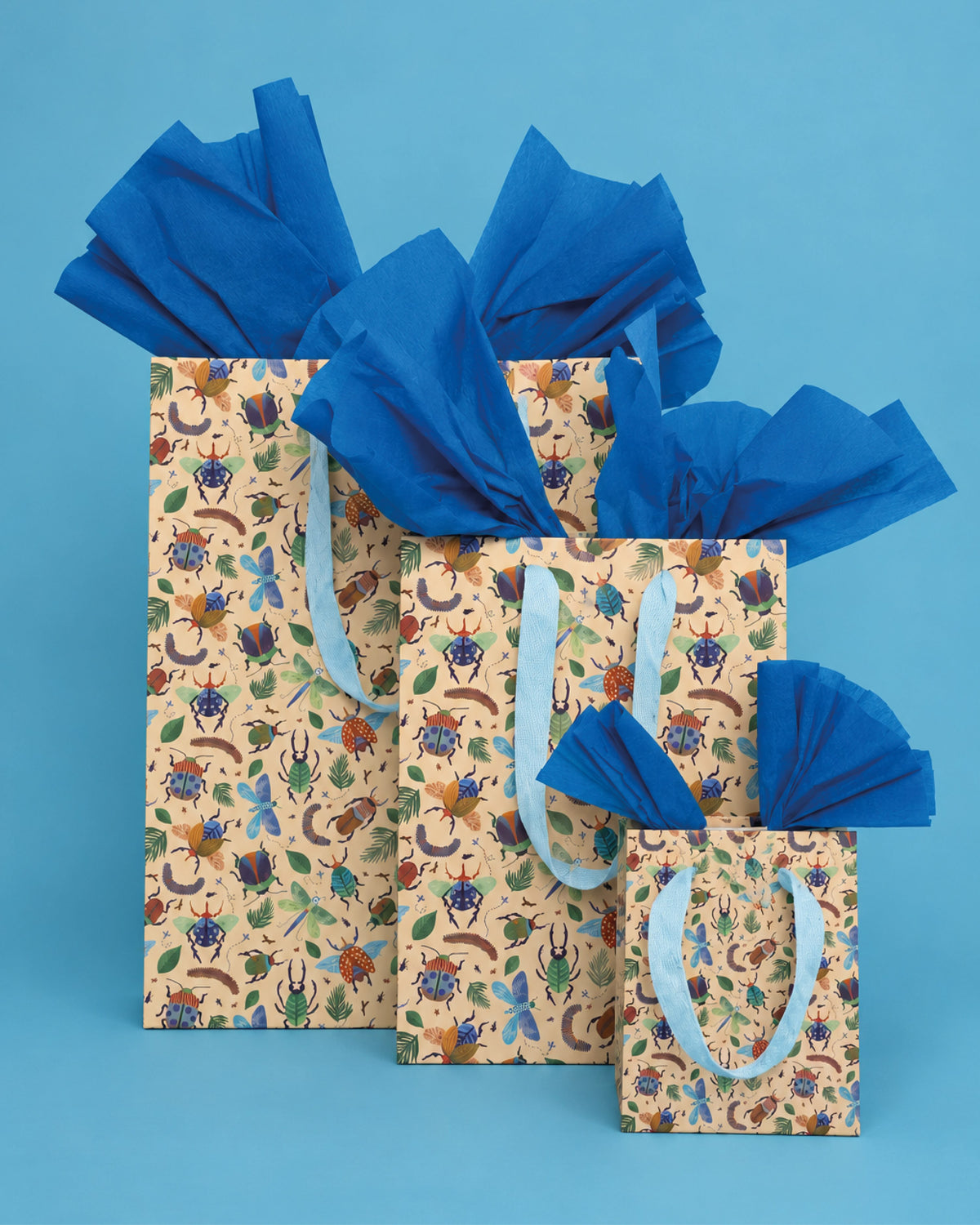 Kit Bolsas: bolsas Kyoto S, M y L con papel de seda azul