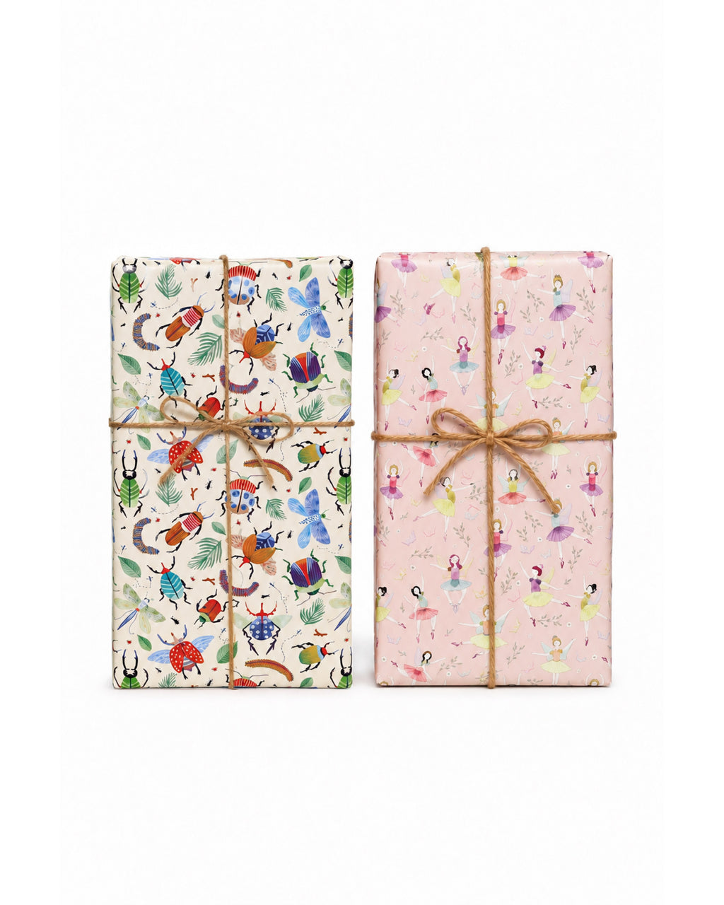 Kit Rollos Niños: regalos envueltos con la cara A de Kyoto (bichos) y de Viena (bailarinas)